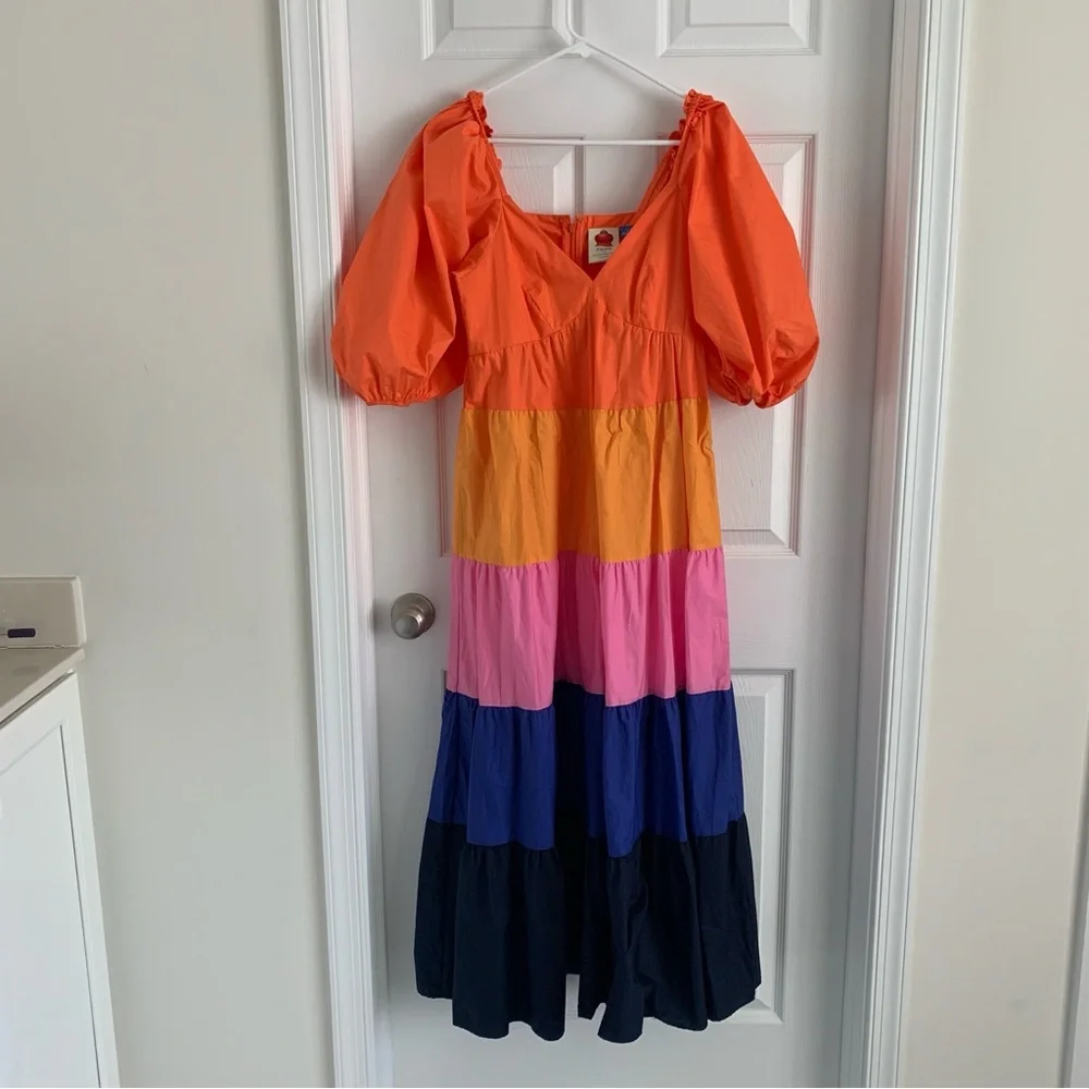 NWT Anthropologie Farm Rio Colorblock Maxi Dress Size Medium - Picture 2 of 4
